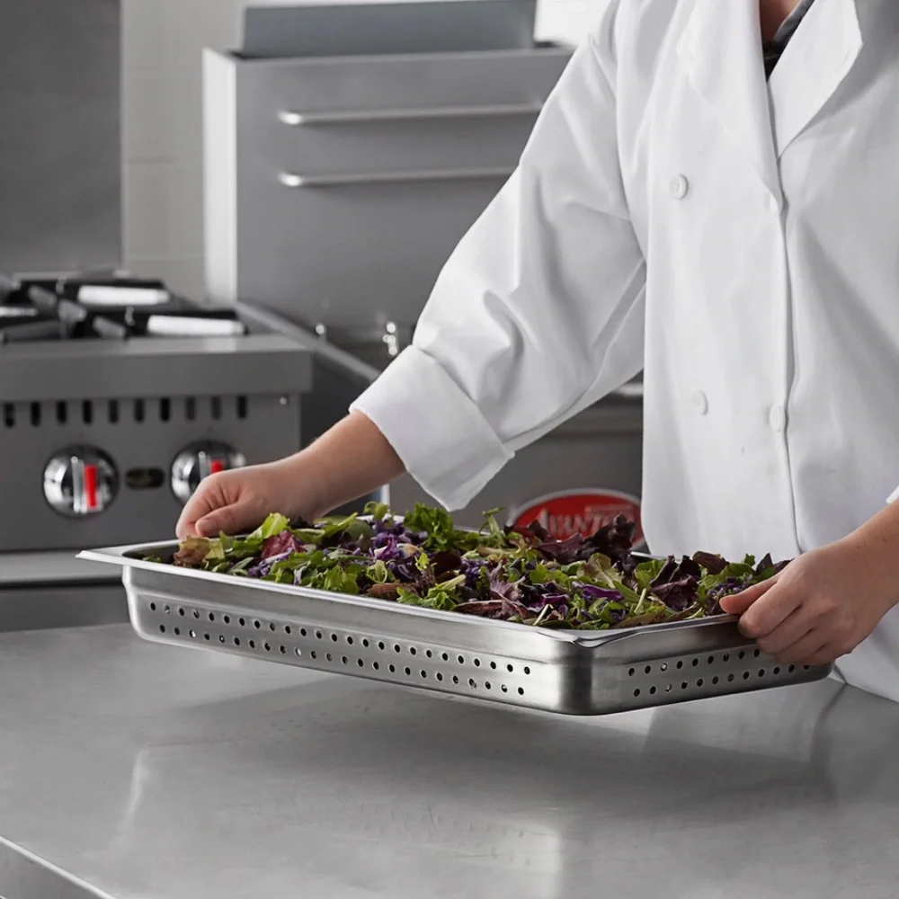 Stainless Steel Full Size Professional French Fry Perforated Drip Pan, Steam